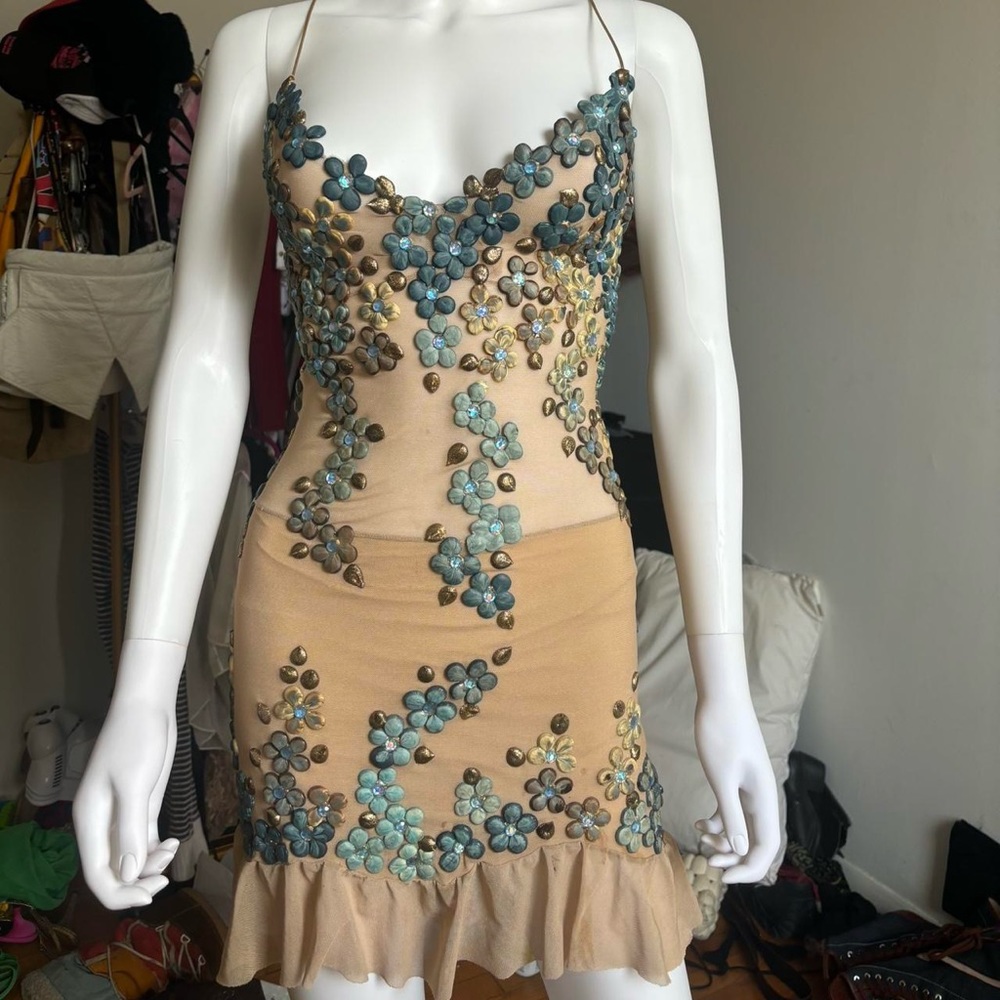 Couture ema savahl Swarovski mini dress worn by Paris Hilton